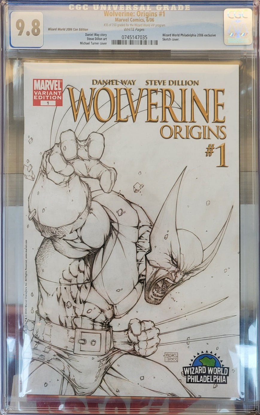 Wolverine: Origins #1 - CGC 9.8 - Wizard World Philadelphia 2006 Sketch Cover