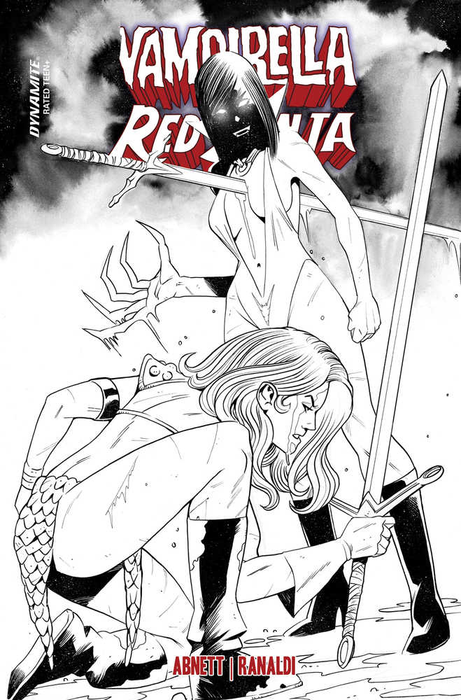 Vampirella vs Red Sonja #2 Cover P 7 Copy Foc Variant Edition Moss Black & White