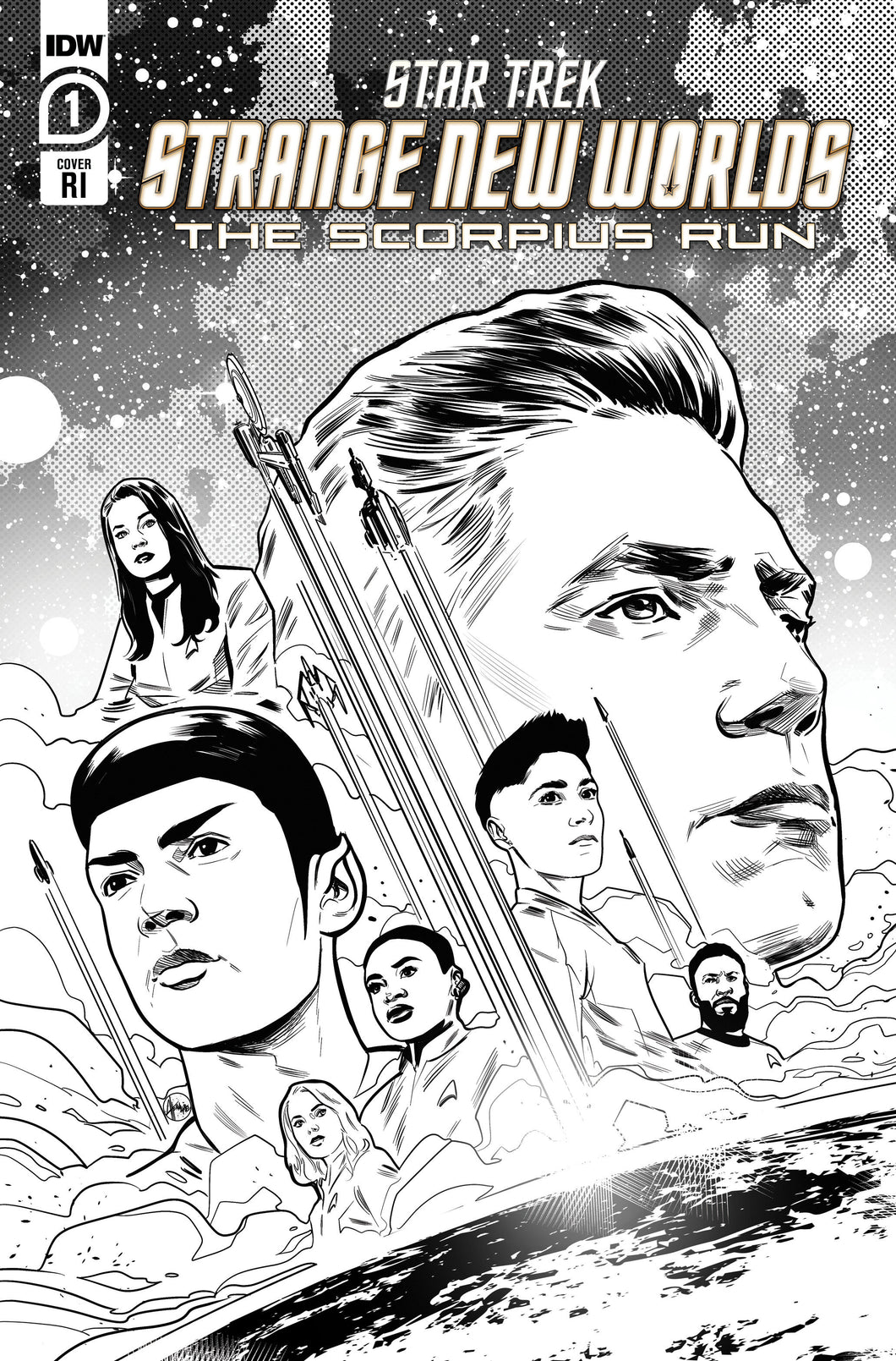 Star Trek: Strange New Worlds--The Scorpius Run #1 1:10 Variant  (Hernandez Black & White)